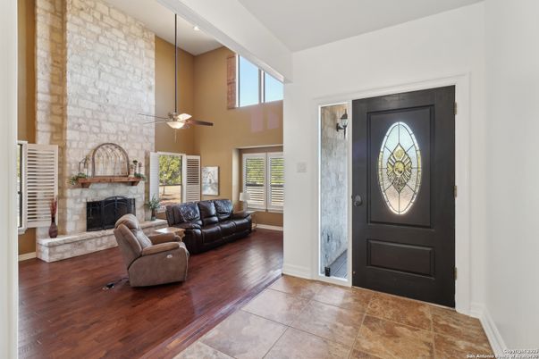 Fireplace, Interior, Living room, Stone Walls, Wood Texture Flooring