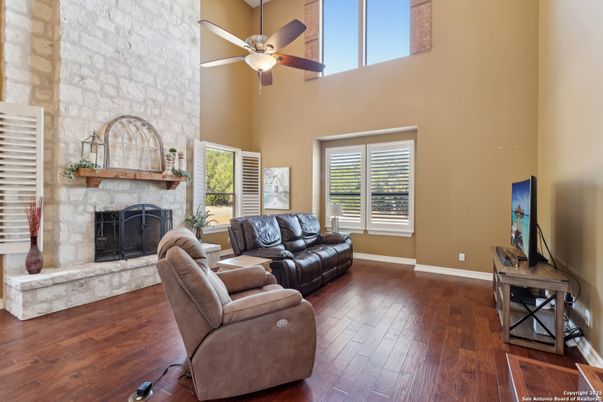 Fireplace, Interior, Living room, Stone Walls, Wood Texture Flooring