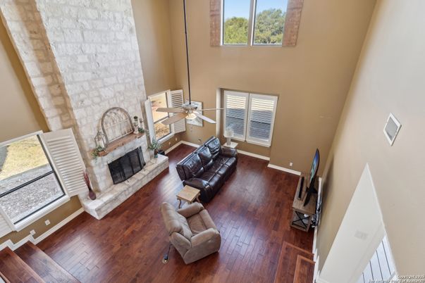 Fireplace, Interior, Living room, Stone Walls, Wood Texture Flooring