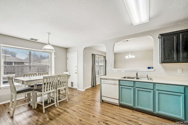 Dining room, Interior, Kitchen, Pendant Lights, Wood Texture Flooring