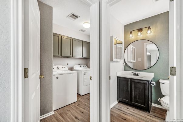 Interior, Washer, Wood Texture Flooring