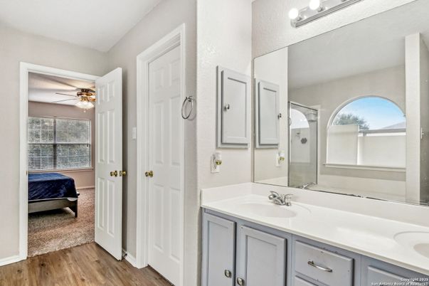 Bathroom, Bedroom, Dual Sink Vanities, Interior, Wood Texture Flooring
