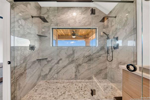 Bathroom, Glass Shower, Interior, Marble Walls