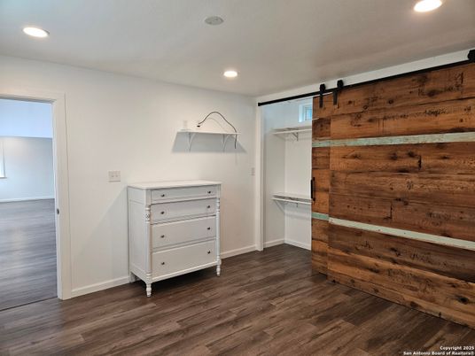 Interior, Recessed Lighting, Walk-in Closets, Wood Texture Flooring, Wooden Walls