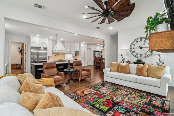 Interior, Kitchen, Living room, Pendant Lights, Recessed Lighting, Stainless Steel Appliances, Wood Texture Flooring