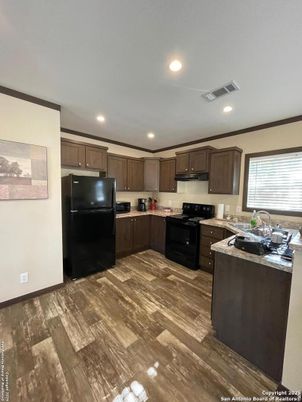 Interior, Kitchen, Recessed Lighting, Wood Texture Flooring