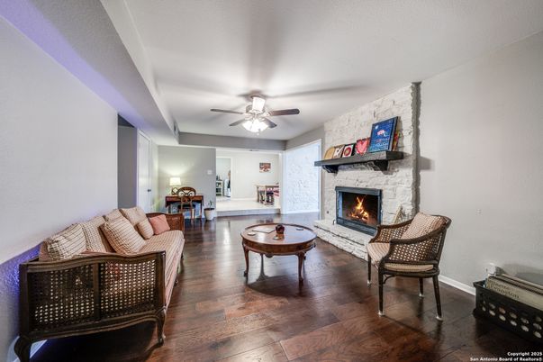 Fireplace, Interior, Living room, Stone Walls, Wood Texture Flooring