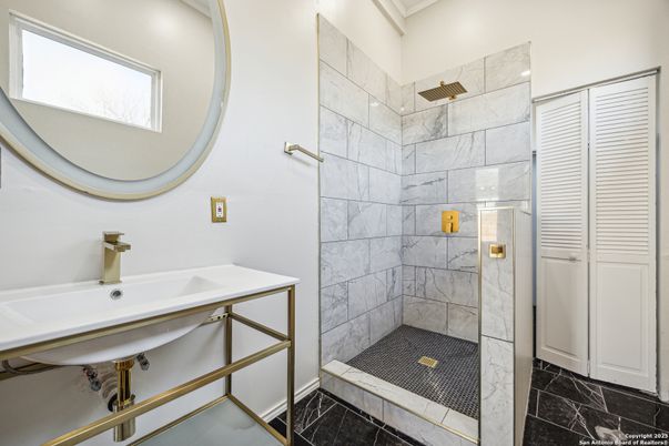 Bathroom, Glass Shower, Interior, Marble Walls