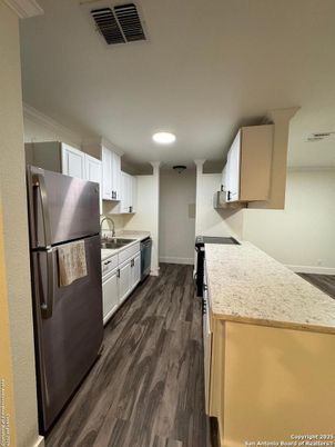 Interior, Kitchen, Recessed Lighting, Wood Texture Flooring
