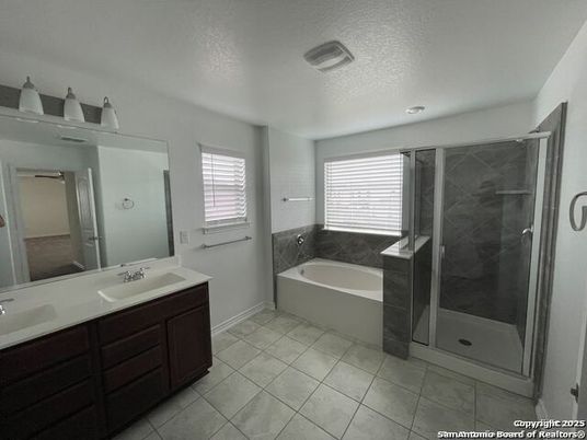 Bathroom, Dual Sink Vanities, Glass Shower, Interior, Recessed Lighting