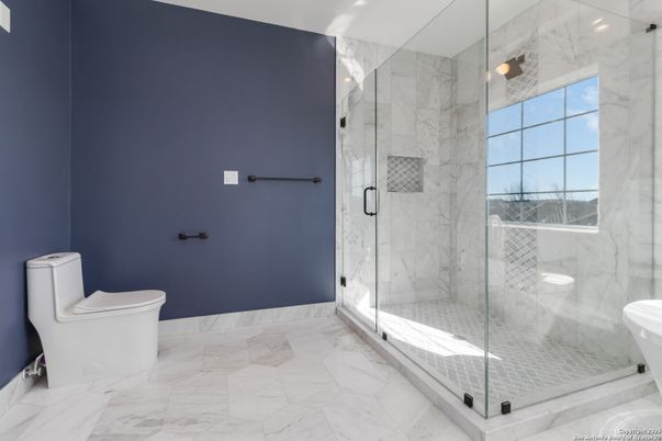 Bathroom, Glass Shower, Interior, Marble, Marble Walls