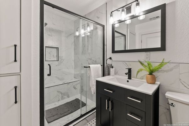 Bathroom, Glass Shower, Interior, Marble Walls