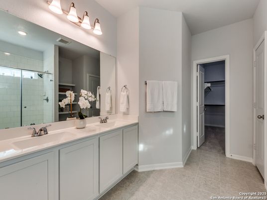 Bathroom, Dual Sink Vanities, Glass Shower, Interior, Recessed Lighting