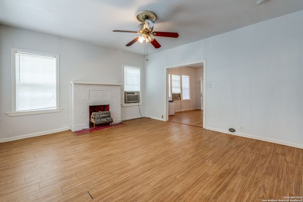 Empty room, Fireplace, Interior, Wood Texture Flooring
