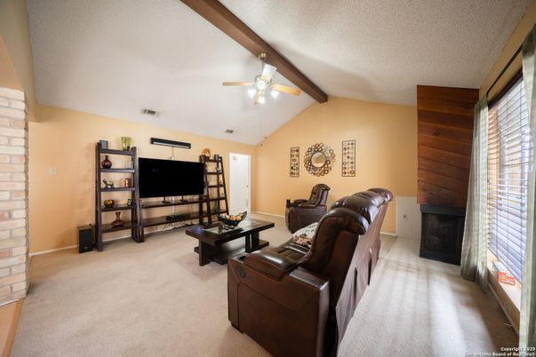 Fireplace, Interior, Living room, Stone Walls, Wooden Beams