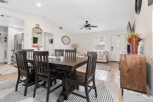 Dining room, Interior, Kitchen, Living room, Recessed Lighting