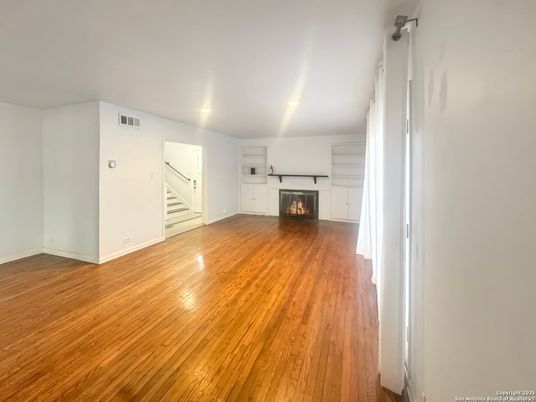 Empty room, Fireplace, Interior, Wood Texture Flooring