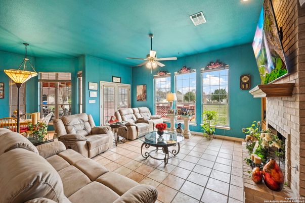 Fireplace, Interior, Living room, Pendant Lights