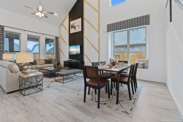 Dining room, Fireplace, Interior, Living room, Wood Texture Flooring