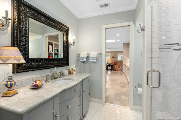 Bathroom, Glass Shower, Interior, Recessed Lighting