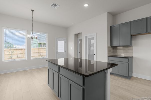Chandelier, Interior, Kitchen, Pendant Lights, Recessed Lighting, Wood Texture Flooring