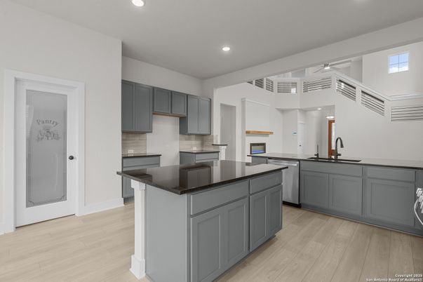 Interior, Kitchen, Recessed Lighting, Wood Texture Flooring