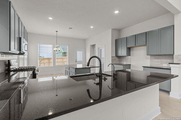 Interior, Kitchen, Pendant Lights, Recessed Lighting, Wood Texture Flooring