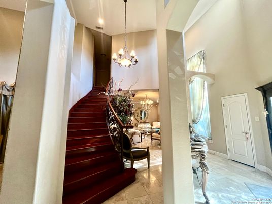 Chandelier, Interior, Marble, Recessed Lighting