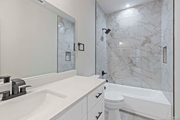 Bathroom, Interior, Marble Walls, Recessed Lighting
