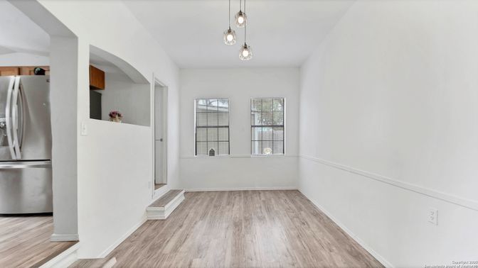 Interior, Kitchen, Pendant Lights, Stainless Steel Appliances, Wood Texture Flooring
