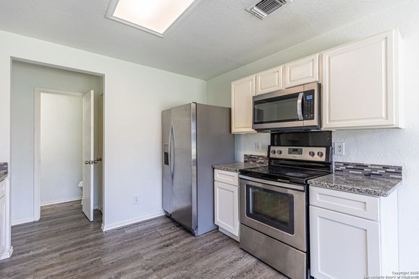 Interior, Kitchen, Stainless Steel Appliances, Wood Texture Flooring