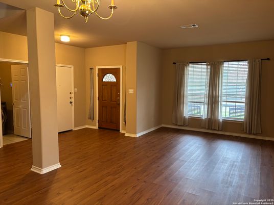 Chandelier, Empty room, Interior, Wood Texture Flooring