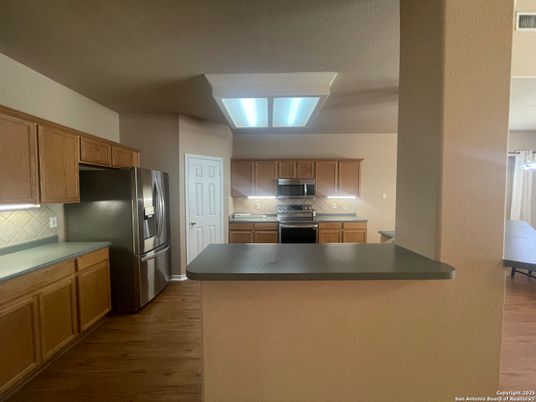 Interior, Kitchen, Stainless Steel Appliances, Wood Texture Flooring