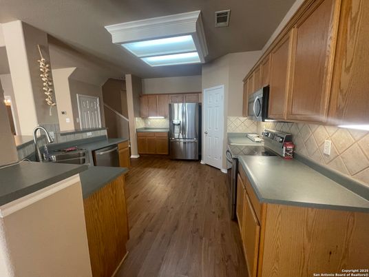 Interior, Kitchen, Stainless Steel Appliances, Wood Texture Flooring