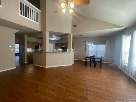 Dining room, Interior, Kitchen, Pendant Lights, Wood Texture Flooring