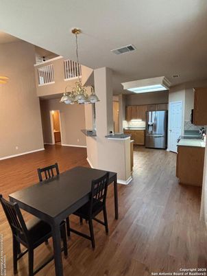 Dining room, Interior, Kitchen, Pendant Lights, Wood Texture Flooring