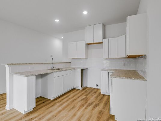 Interior, Kitchen, Recessed Lighting, Wood Texture Flooring