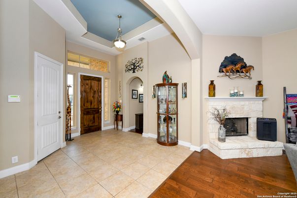 Fireplace, Interior, Pendant Lights, Wood Texture Flooring