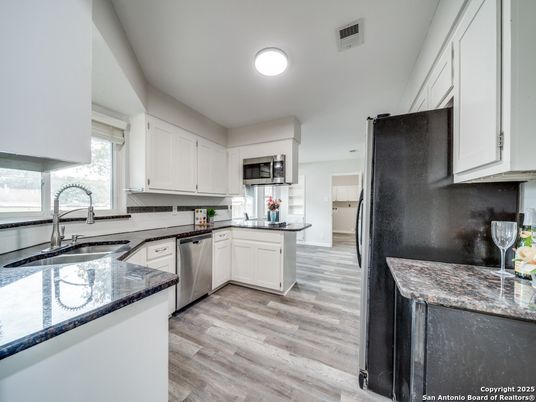 Interior, Kitchen, Stainless Steel Appliances, Wood Texture Flooring