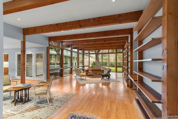 Interior, Recessed Lighting, Wooden Beams, Wood Texture Flooring