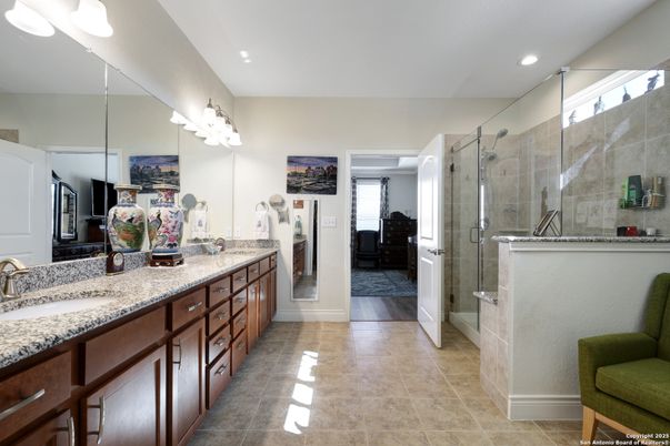 Bathroom, Dual Sink Vanities, Glass Shower, Interior, Recessed Lighting