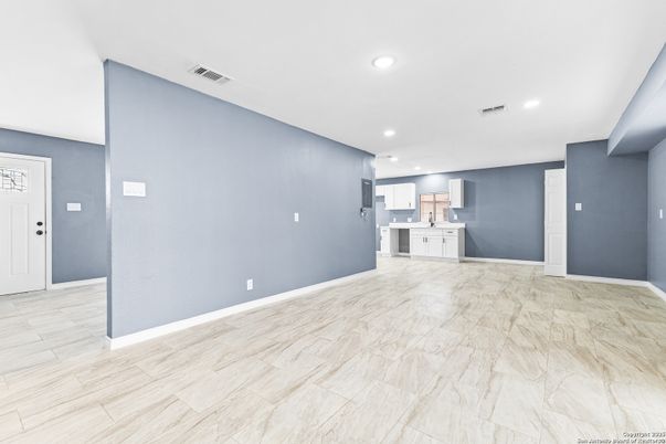 Empty room, Interior, Kitchen, Recessed Lighting