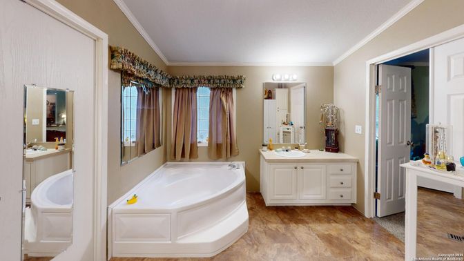 Bathroom, Dual Sink Vanities, Interior, Wood Texture Flooring