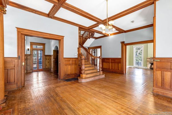 Chandelier, Interior, Wooden Beams, Wood Texture Flooring