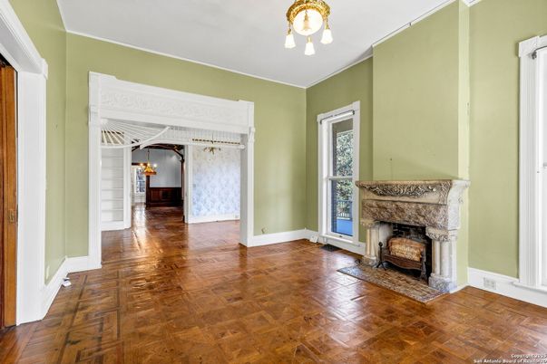Empty room, Fireplace, Interior, Wood Texture Flooring