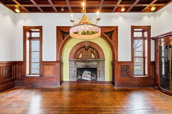 Chandelier, Fireplace, Interior, Wooden Beams, Wooden Ceilings, Wood Texture Flooring