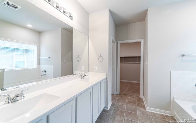 Bathroom, Dual Sink Vanities, Interior, Recessed Lighting, Walk-in Closets