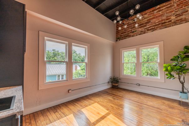 Empty room, Interior, Stone Walls, Wood Texture Flooring