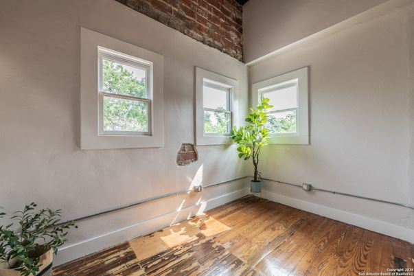 Empty room, Interior, Stone Walls, Wood Texture Flooring