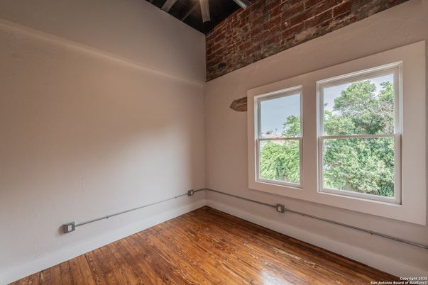 Empty room, Interior, Stone Walls, Wood Texture Flooring